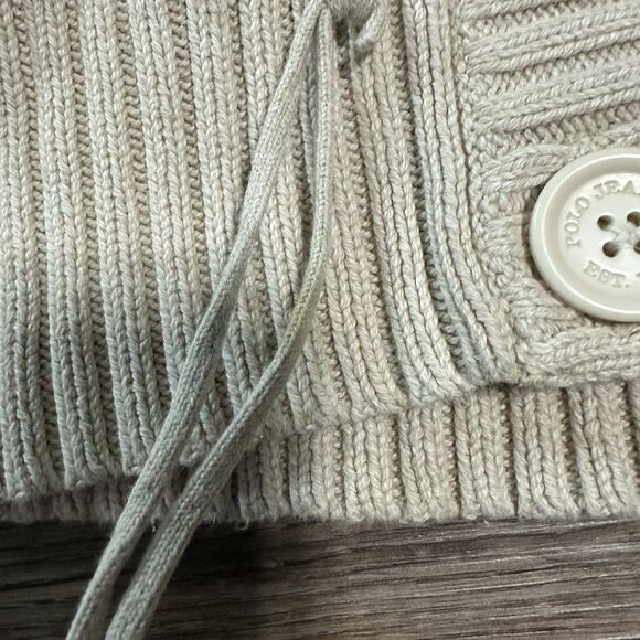 Vintage Polo Jeans Co Womens Large Button Cardigan Sweater Cable Knit Cream - Picture 5 of 6